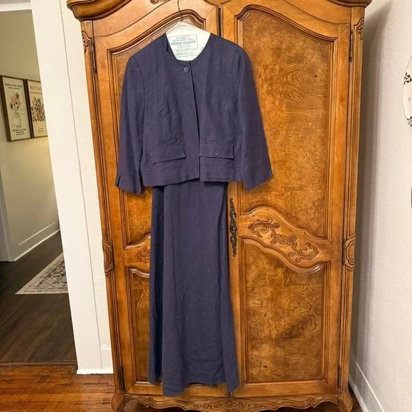 Navy Talbots linen blazer and maxi dress - Picture 1 of 5